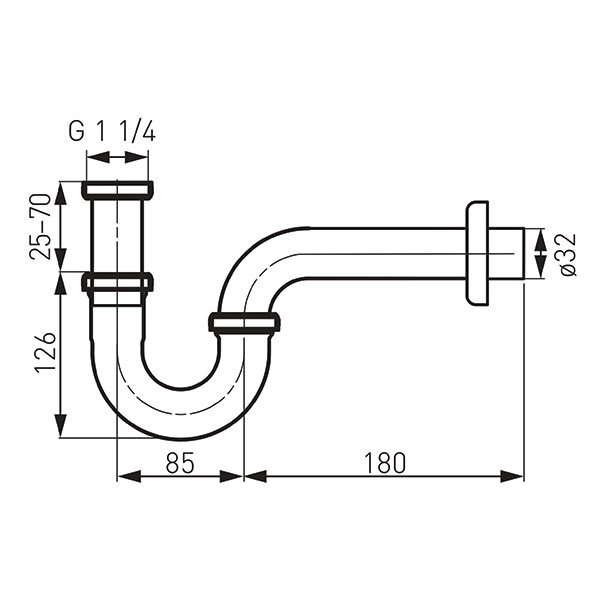 Сифон хромированный умывальник Ferro 11/4x32mm S281 — 2