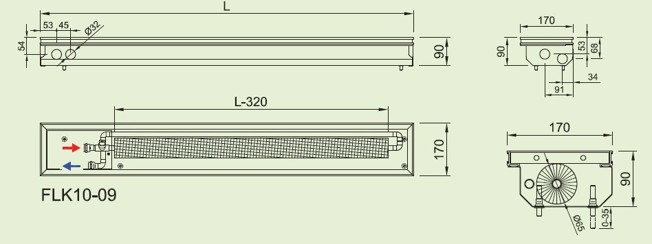 Convector de pardoaseala ingropat ISAN ACTIV FLK10-09 2000 — 2