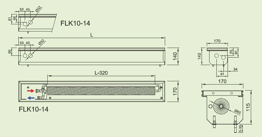 Convector de pardoseala ingropat ISAN ACTIV FLK10-14 800 — 2