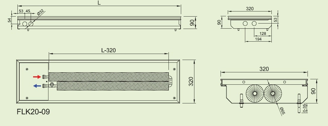 Convector de pardoseala ingropat ISAN ACTIV FLK20-09 800 — 2