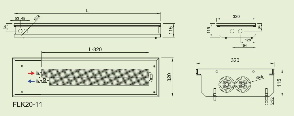 Convector de pardoseala ingropat ISAN ACTIV FLK20-11 1600 — 2