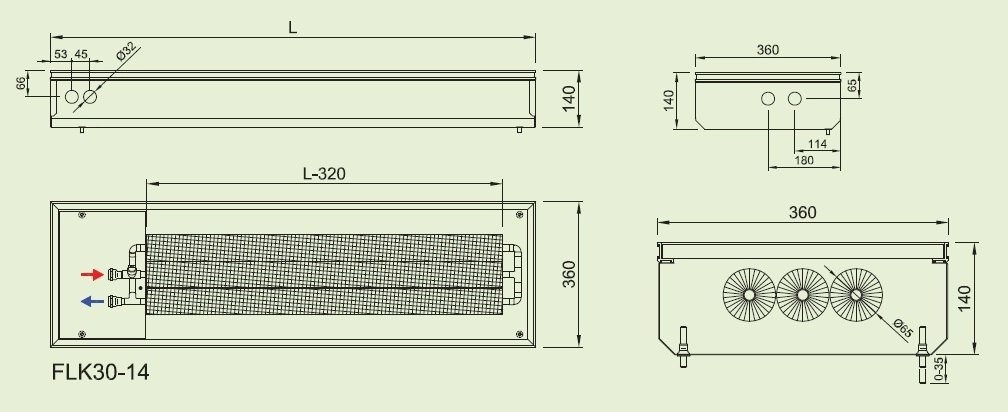 Convector de pardoseala ingropat ISAN ACTIV FLK30-14 4000 — 2
