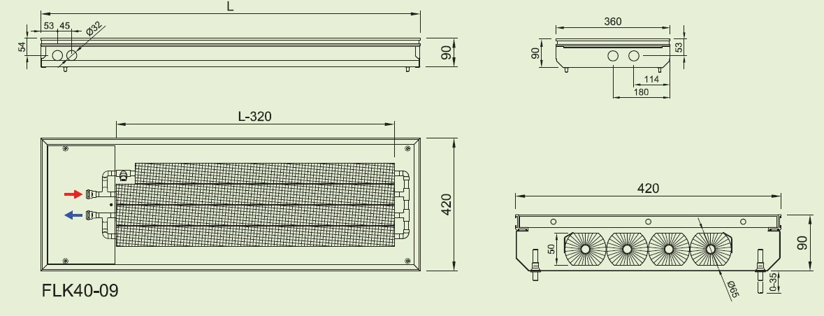 Convector de pardoseala ingropat ISAN ACTIV FLT40-09 800 — 2
