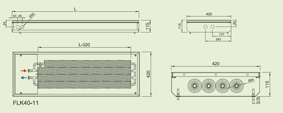 Convector de pardoseala ingropat ISAN ACTIV FLT40-11 2400 — 2