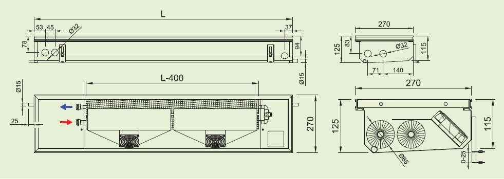 Ventiloconvector de pardoseala ingropat ISAN ACTIV FLB20-12 4000 — 2