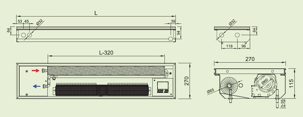 Ventiloconvector de pardoseala ingropat ISAN ACTIV FLT10-11 800 — 2