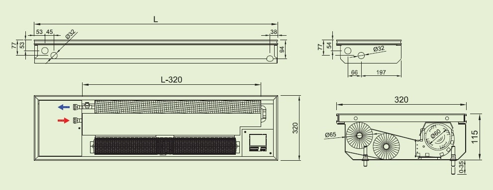 Ventiloconvector de pardoseala ingropat ISAN ACTIV FLT20-11 3600 — 2