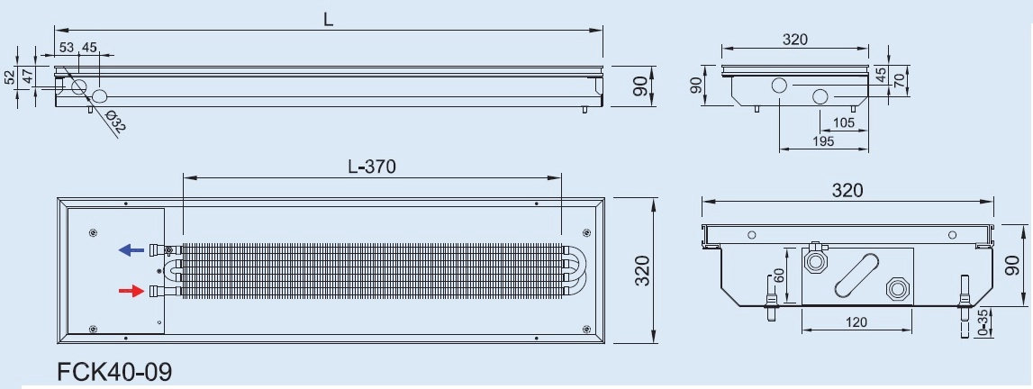Convector de pardoseala ingropat ISAN - DYNAMIC FCK40-09 4800 — 2