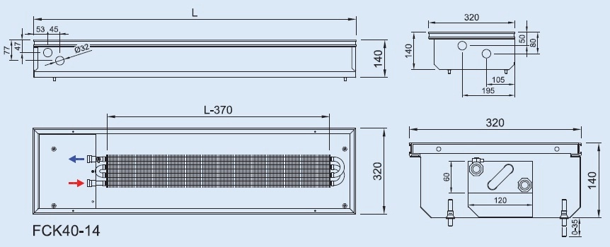 Convector de pardoseala ingropat ISAN - DYNAMIC FCK40-14 1200 — 2
