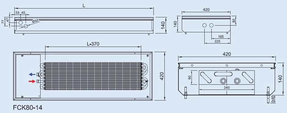 Convector de pardoaseala ingropat ISAN - DYNAMIC FCK80-14- 2400 — 2