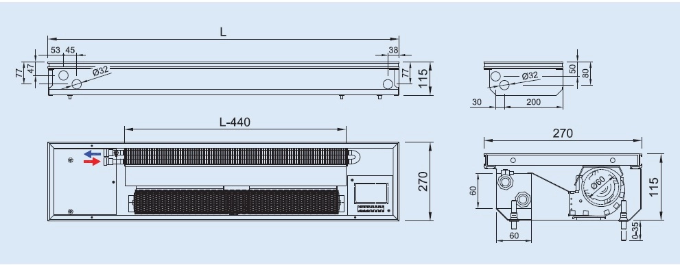 Ventiloconvector de pardoaseala ingropate ISAN - DYNAMIC FCT20-11 2800 — 2