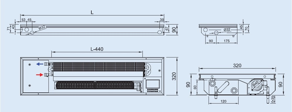 Ventiloconvector de pardoseala ingropat ISAN - DYNAMIC FCT40-09- 4800 — 2