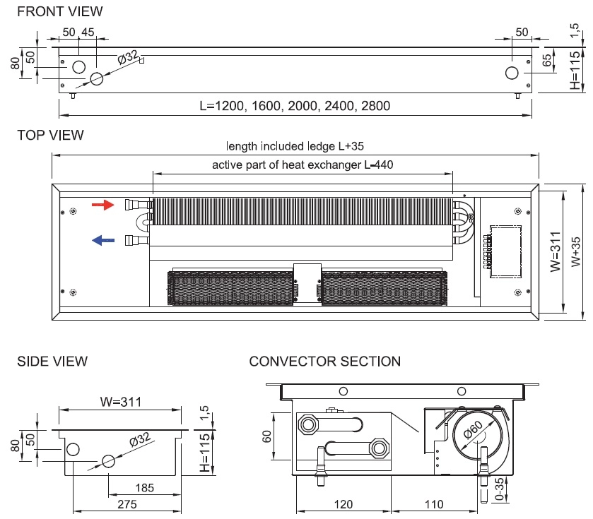 Ventiloconvectoare de pardoseala ingropate ISAN  PRACTIC FST40-11 230V — 3