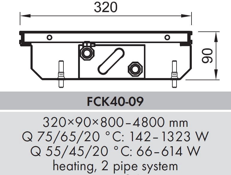 Convector de pardoseala ingropat ISAN - DYNAMIC FCK40-09 4800 — 3
