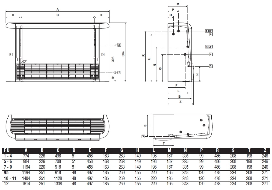 Ventiloconvector carcasat de pardoseala sau tavan GALLETTI - F6U — 2