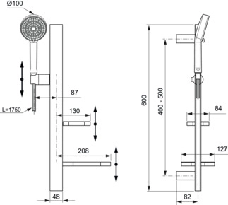 Душевая стойка Ideal Standard IdealRain Alu+ H600 Silver — 7