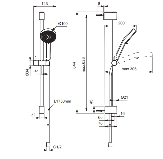 Душевая стойка Ideal Standard IdealRain H600 Chrome — 4