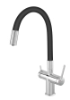Baterie bucătărie pentru apă filtrată Ferro Filtrata Black cu filtru carbune activ si nanosilver