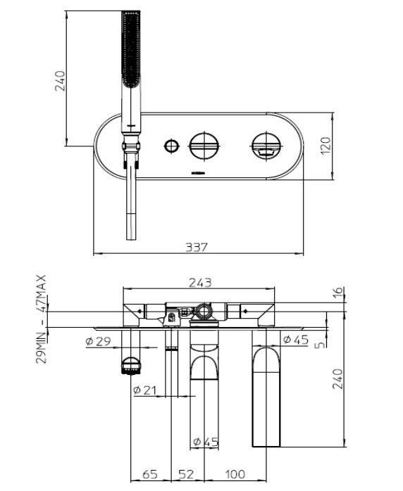 Baterie cada încastrată Bossini APICE Z00555000030005 pentru corp ingropat Z00546