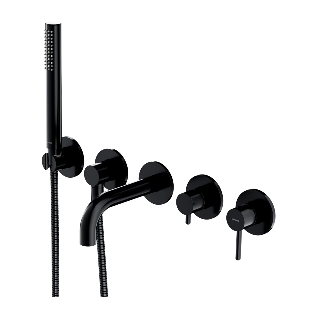 Baterie cada încastrată Omnires Y (Pipa 16 cm) Semi-matt Black Y1237-1SBL