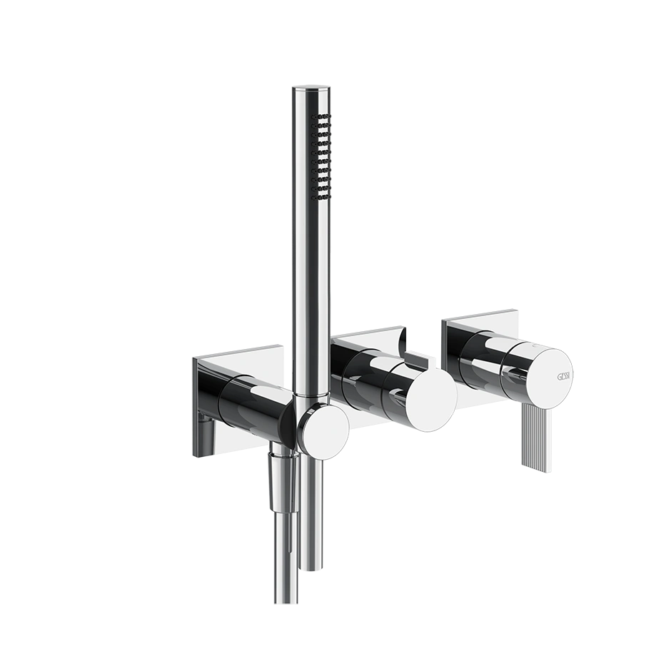 Встраиваемый смеситель для душа 2 выхода Gessi Inverso Rigato + душевой набор