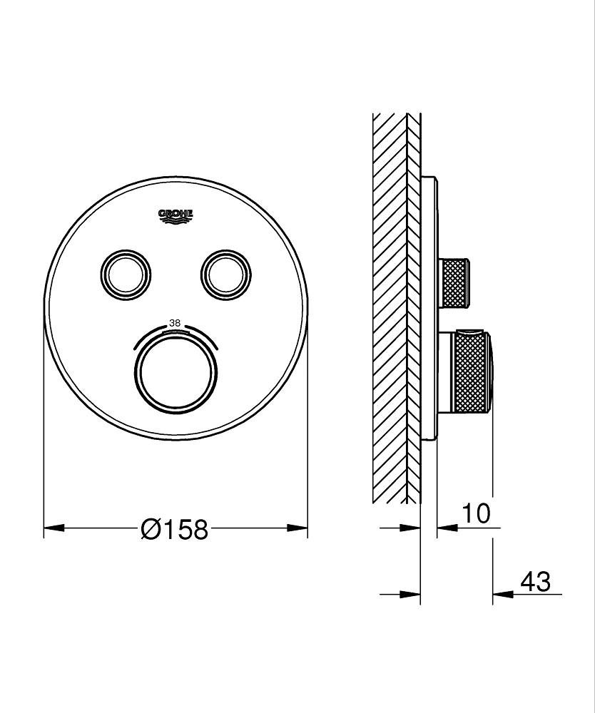 Baterie duș încastrată termostatată 2 cai Grohe GRT Smartcontrol Round BWS