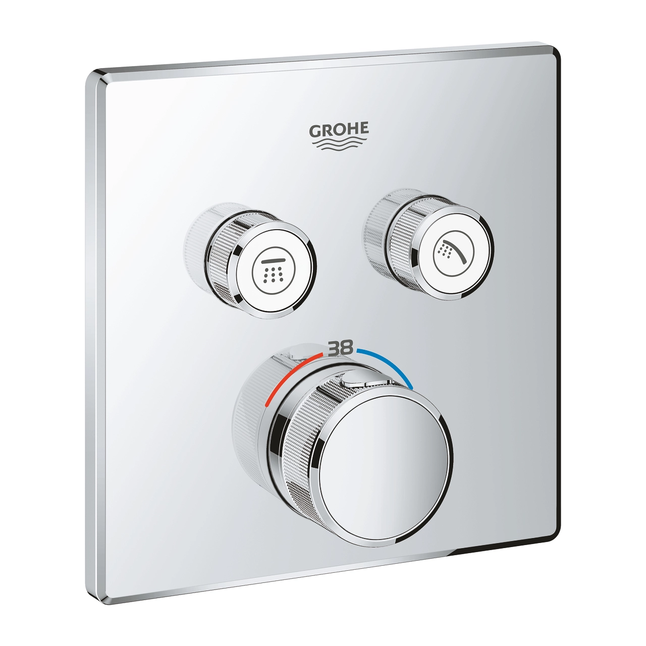 Встраиваемый термостатический смеситель для душа 2 режима Grohe Grohtherm Smartcontrol Square Chrome