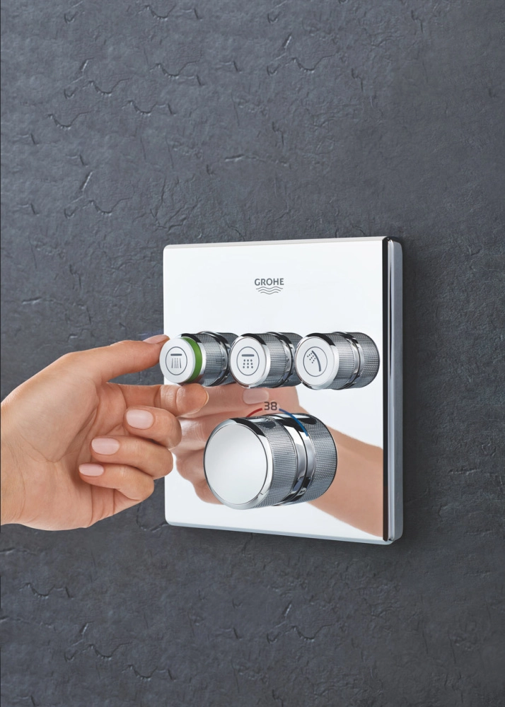 Встраиваемый термостатический смеситель для душа 3 режима Grohe Grohtherm Smartcontrol Square Chrome — вид 4