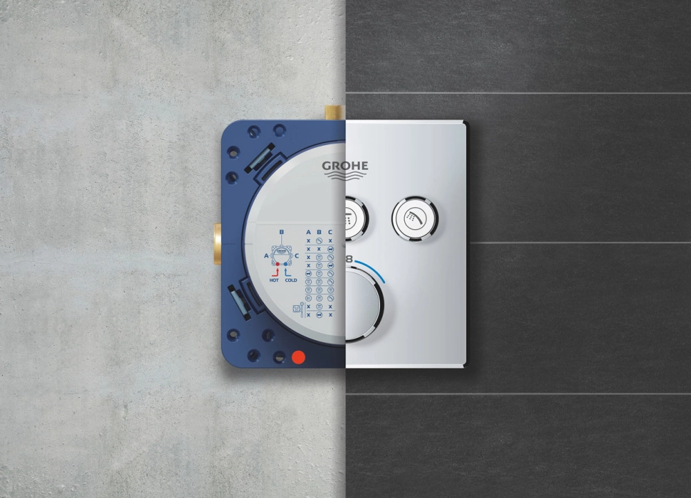Встраиваемый термостатический смеситель для душа 3 режима Grohe Grohtherm Smartcontrol Square Chrome — вид 5