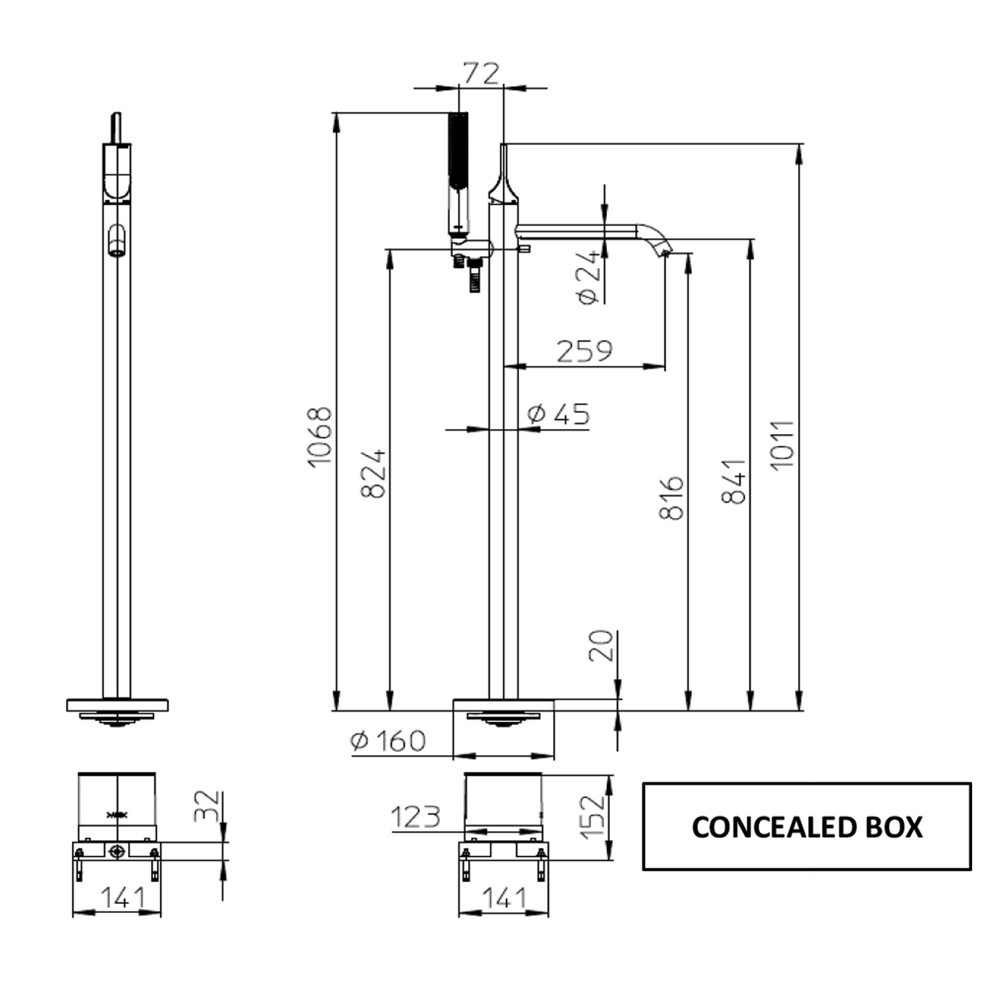 Baterie freestanding îngropată pentru cada (+ set instalare) Bossini Apice — 3