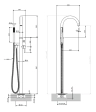 Baterie freestanding pentru cada Omnires Y Brushed Brass H=116 cm