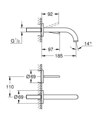 Baterie încastrată lavoar Grohe Atrio CS