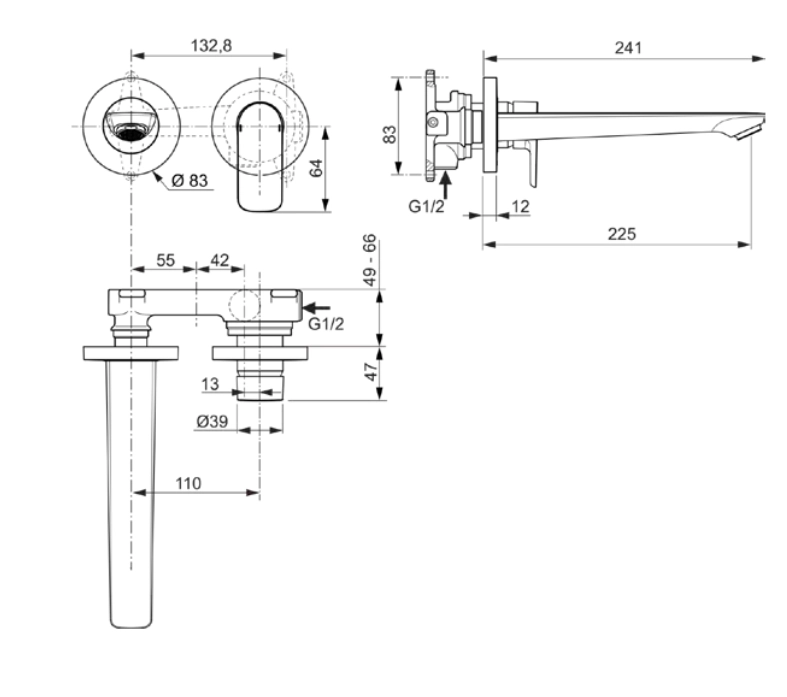 Baterie încastrată lavoar Ideal Standard Atelier Connect Air Silver Storm — 2
