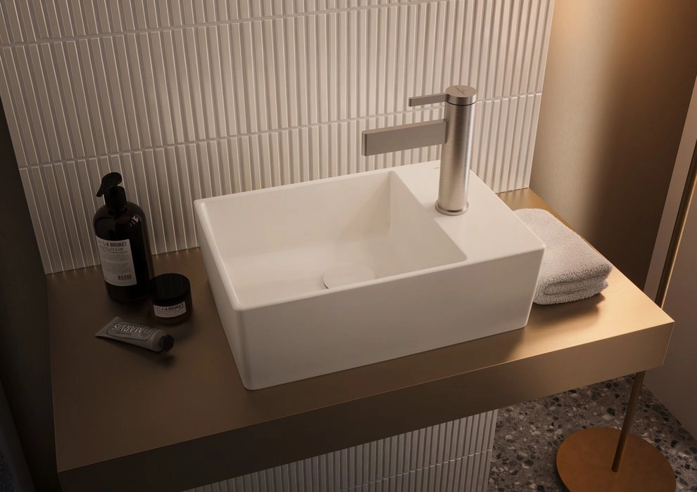 Смеситель для умывальника Villeroy&Boch Dawn (Прямой гусак) Brushed Nickel — 6