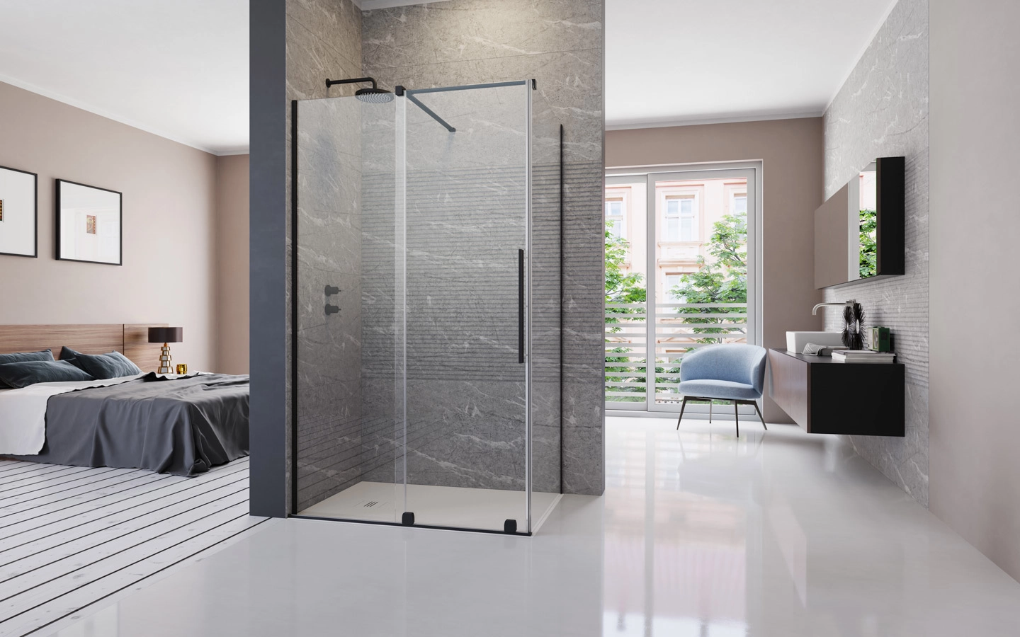 Cabina dus Radaway Furo Black KDJ 120x100 h=200 Stânga