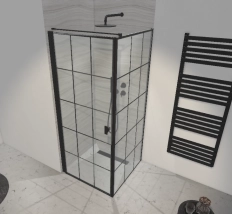 Cabina dus Radaway Nes 8 Black KDJ I Factory 90x90 h=200 Stânga