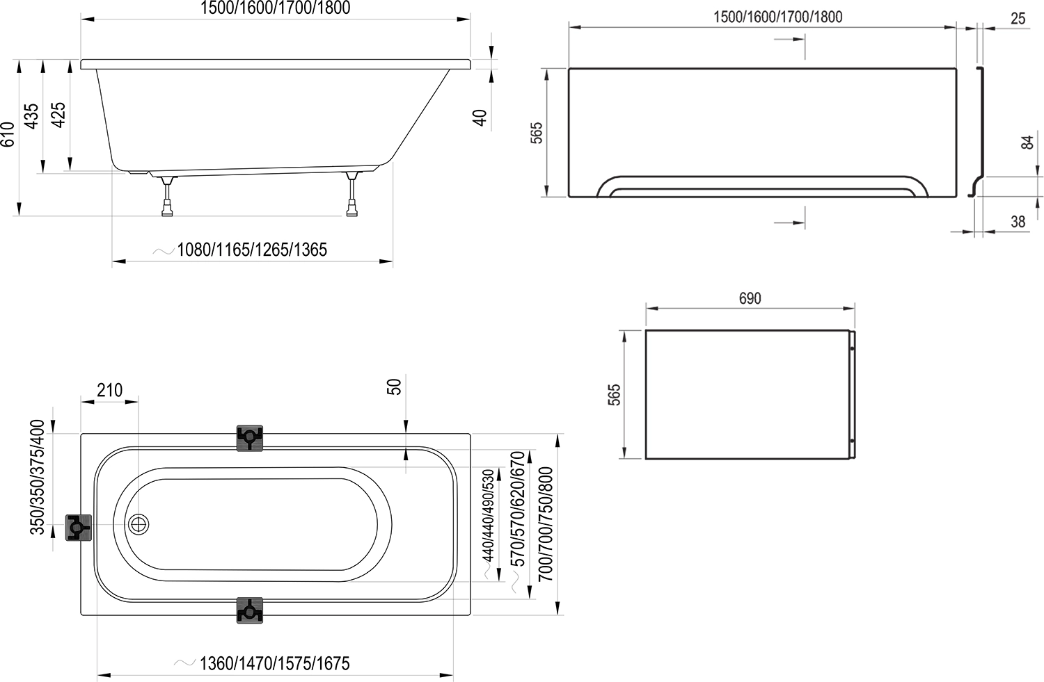Cada acril Ravak Chrome 180x80 — 4