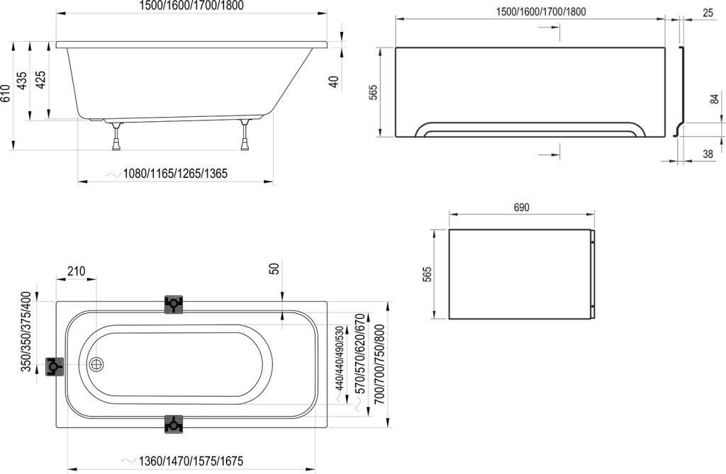 Ванна акриловая Ravak Chrome 180x80