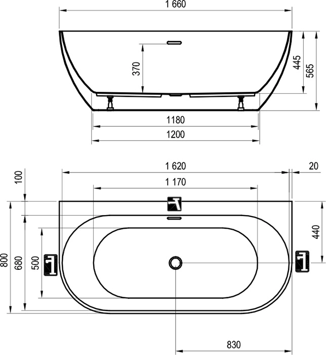 Ванна пристенная Ravak Freedom 166x80