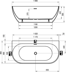 Cada Back to Wall Ravak Freedom 166x80