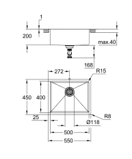 Chiuveta bucatarie Grohe K700U 544x444 21574SD1