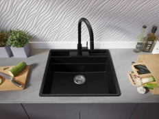 Chiuveta granit Primagran New York Multispace Black + accesorii 580x530