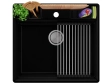 Гранитная кухонная мойка Primagran New York Multispace Black + аксессуары 580x530