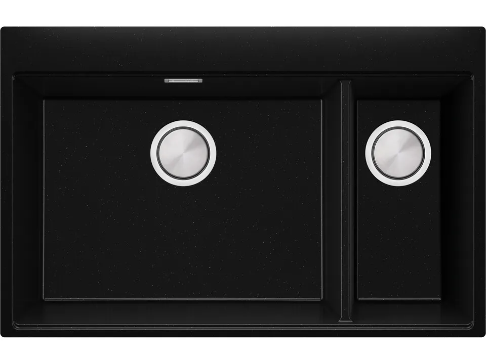 Chiuveta granit Primagran Oslo Duo Top Black metalic + accesorii 780x530