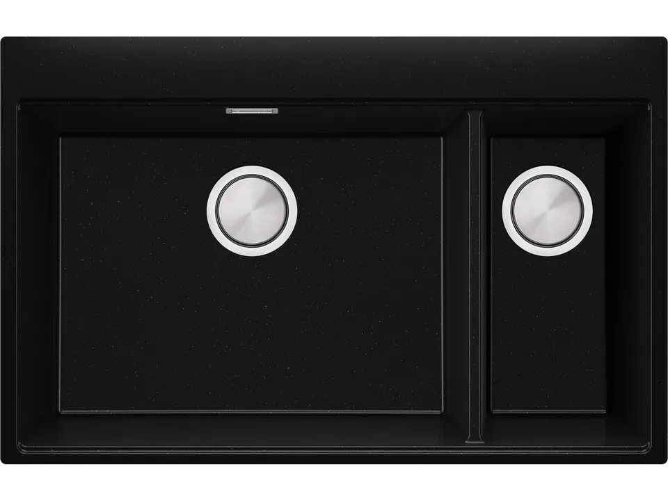 Гранитная кухонная мойка Primagran Oslo Duo Top Black metalic + аксессуары 780x530