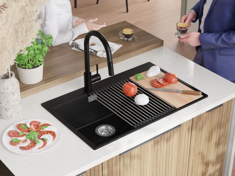 Chiuveta granit Primagran Oslo Duo Top Black metalic + accesorii 780x530 — 6