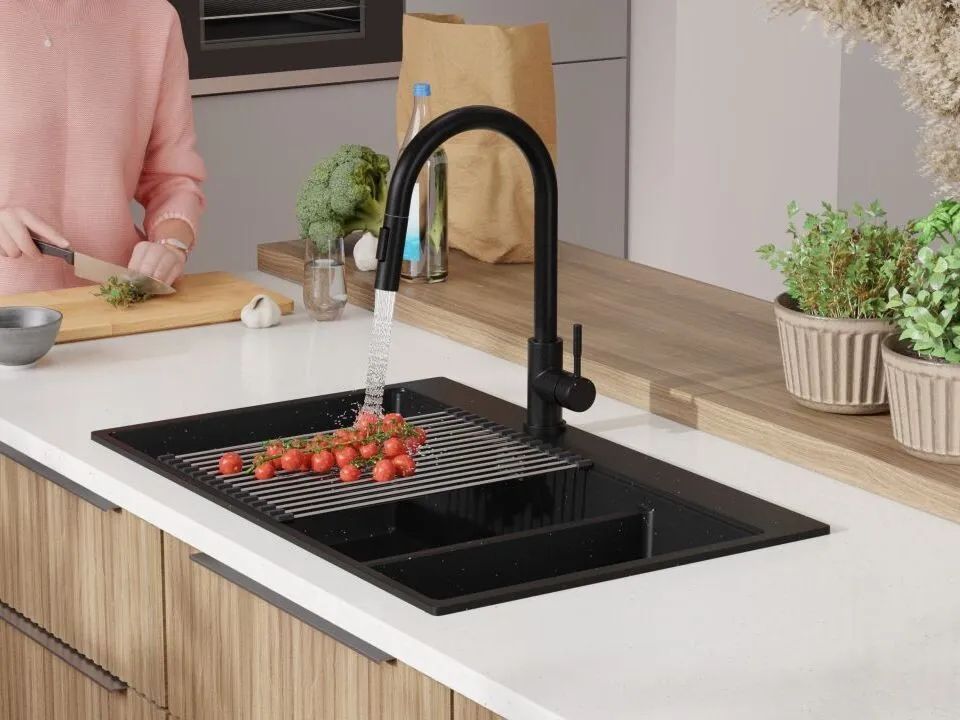 Chiuveta granit Primagran Oslo Duo Top Black metalic + accesorii 780x530 — 7