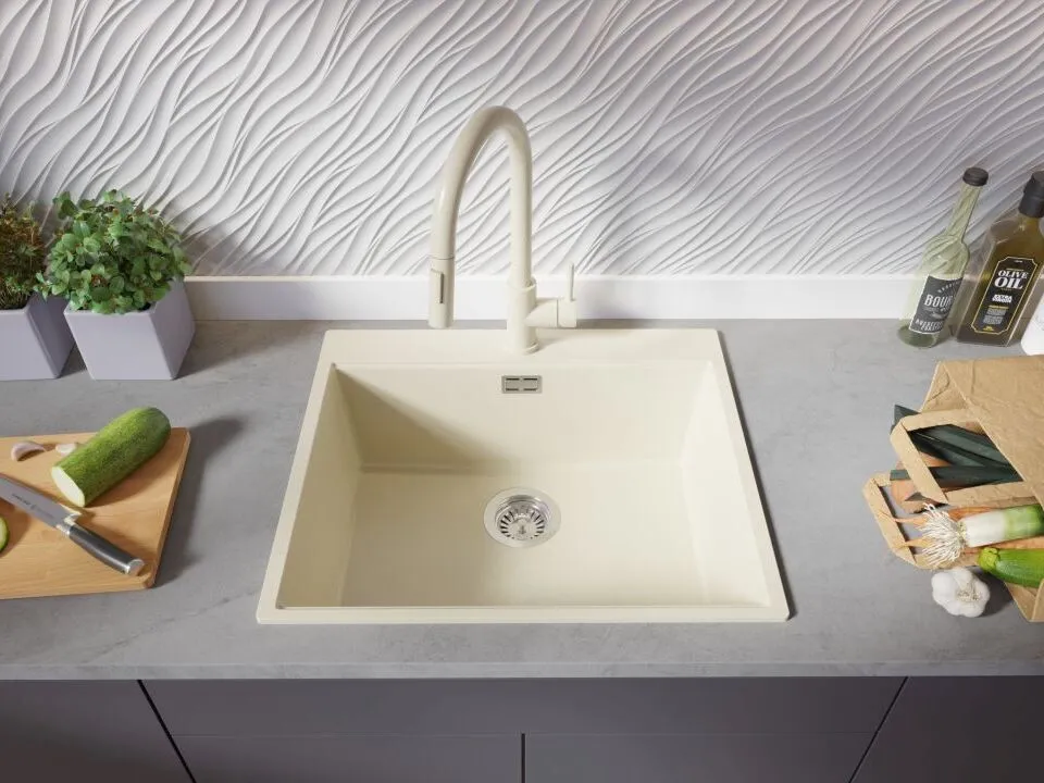 Chiuveta granit Primagran Oslo Top Beige + accesorii 580x530 — 2