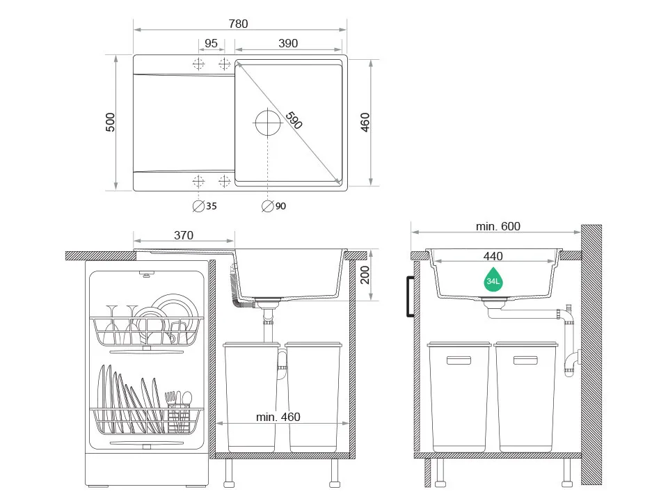 Chiuveta granit Primagran San Francisco Grey + accesorii 780x500 — 6