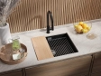 Chiuveta granit sub blat Primagran Prague Black + accesorii 470x560